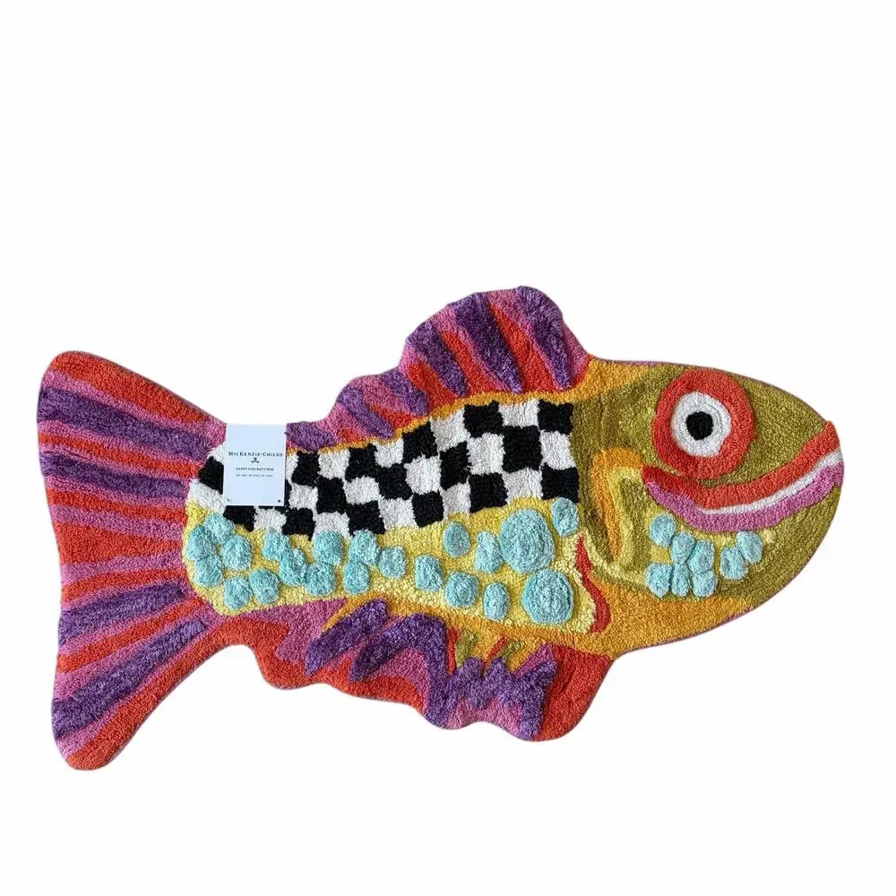 NEW MacKenzie-Childs Happy Fish Bath Rug 20x36